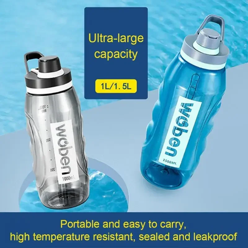 Leak Proof Water Cup Environmentally Plastic Water Bottles Sports Bottle 1/1.5L Large Capacity Travel Bottle Flip