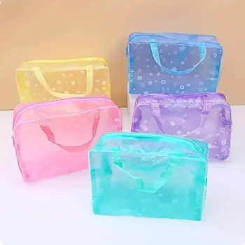 Borsa da viaggio per cosmetici da viaggio trasparente da 5 pezzi Borsa da viaggio impermeabile Borsa da toilette Borsa da spiaggia portatile da viaggio d'affari 1