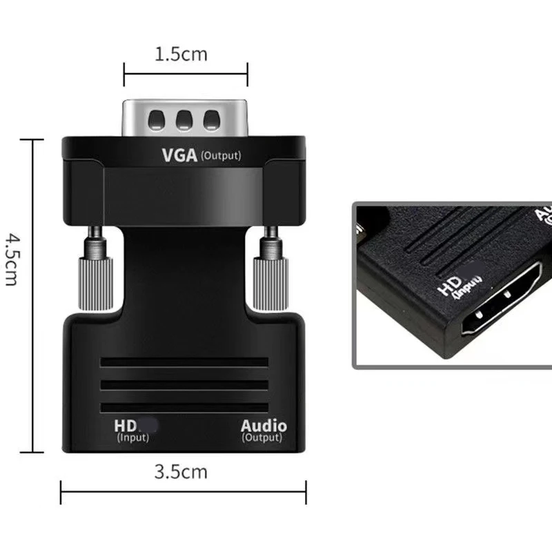 HDMI to VGA Adapter Converter Full HD 1080P For PC Laptop HDTV Projector