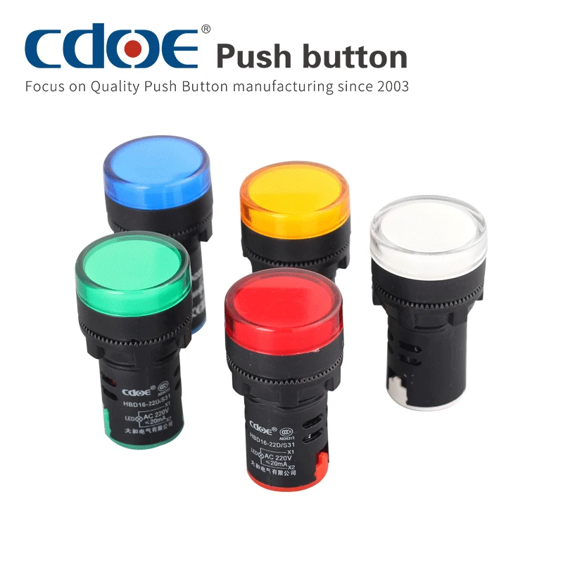 AD16 22DS short plastic dot LED screw terminal light indicator led 380v dc signal lamp 24v