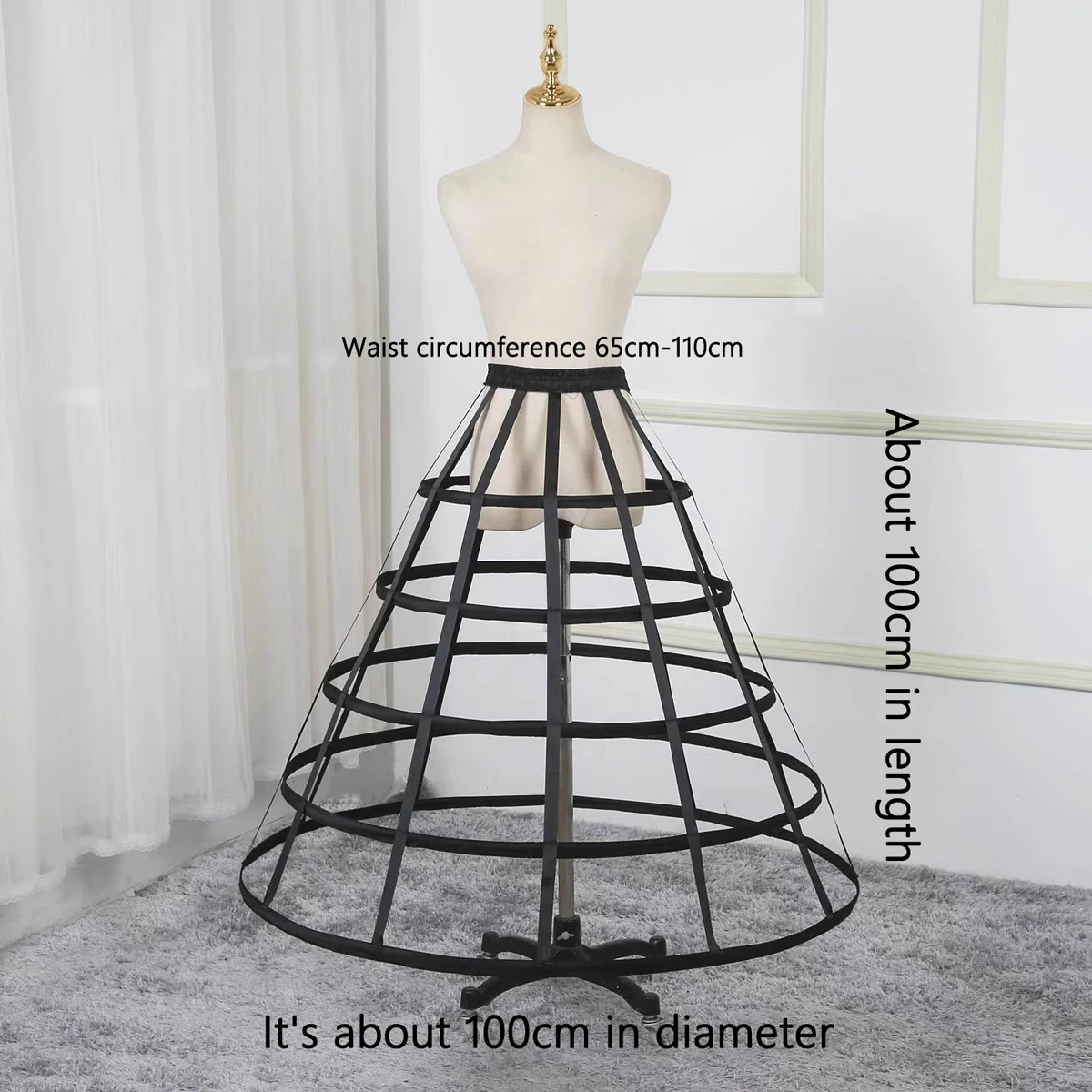 Women Lolita Hollow Lotus Leaf Lace Bird Cage Fish Bone Skirt 5 hoops Cosplay Dress Skirt Petticoat Bride Wedding Dress Lining petticoat skirt petticoat underskirt lolita petticoat wedding petticoat