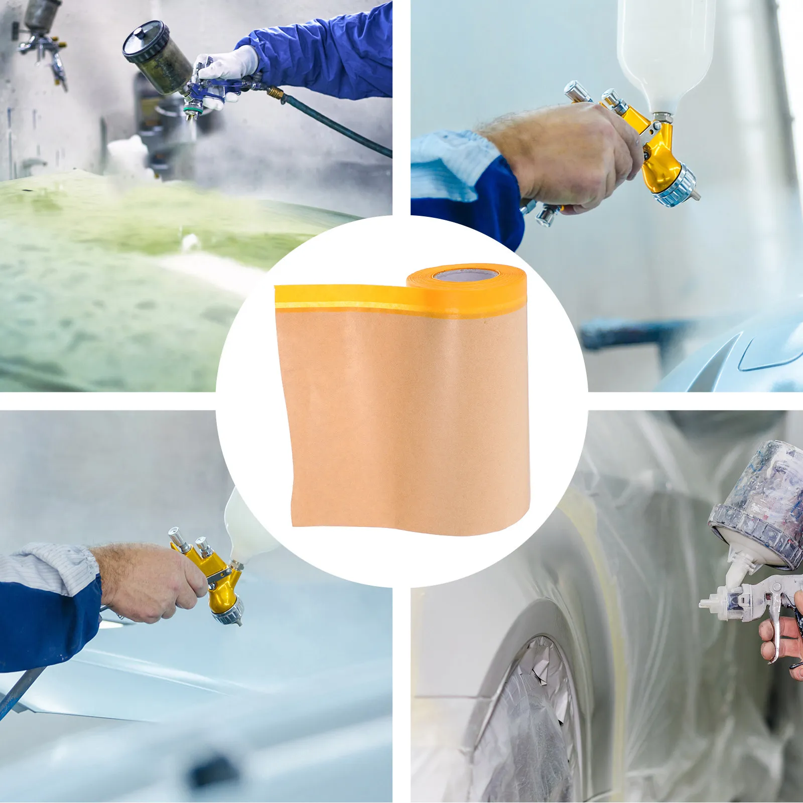 테이프가 있는 마스킹 페이퍼 100피트(30m) 헤비 듀티 페인터스 페이퍼 자동차 도색, 주택 개량, 방수 보호 랩, 차폐용
