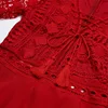 Women's A Line Dress Short Mini Dress White Black Red Long Sleeve Solid Color Ruffle Patchwork Chiffon Spring Summer Slim V Neck 6
