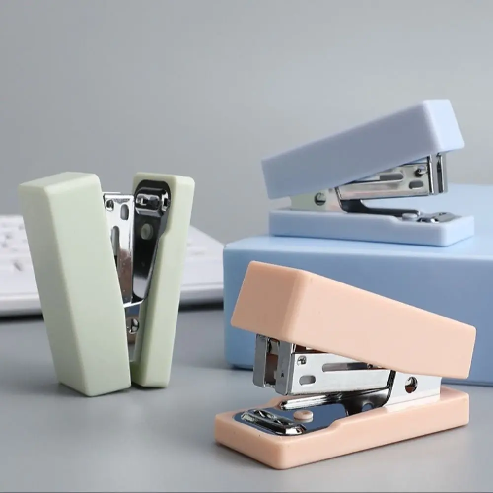 

Morandi Paper Stapler Cartoon Stationery Paper Fixing Binding Machine Effortless Metal Stapler Set Students