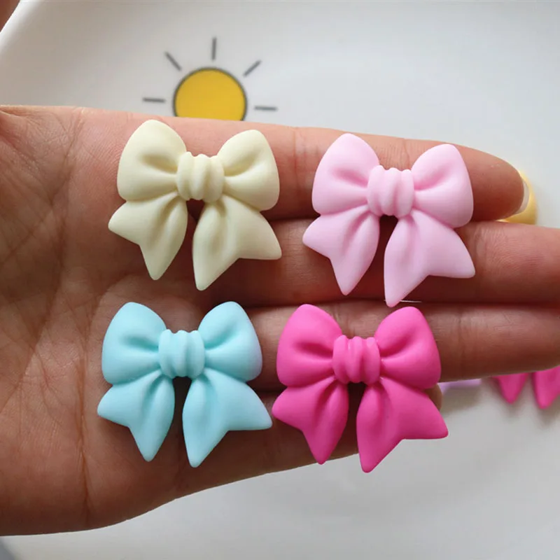 나비매듭 수지 장식 공예 플랫백 카보숑 스크랩북에 적합, 전화 장식 장식, DIY 액세서리, 10PCs, 30*29mm