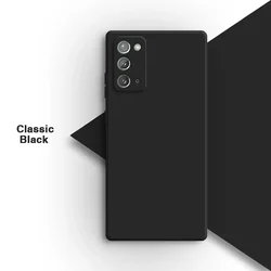 Stylish Square Soft Silicone Phone Case - High-Quality Solid Color Back Cover for Samsung Note20 Ultra (Classic Black)