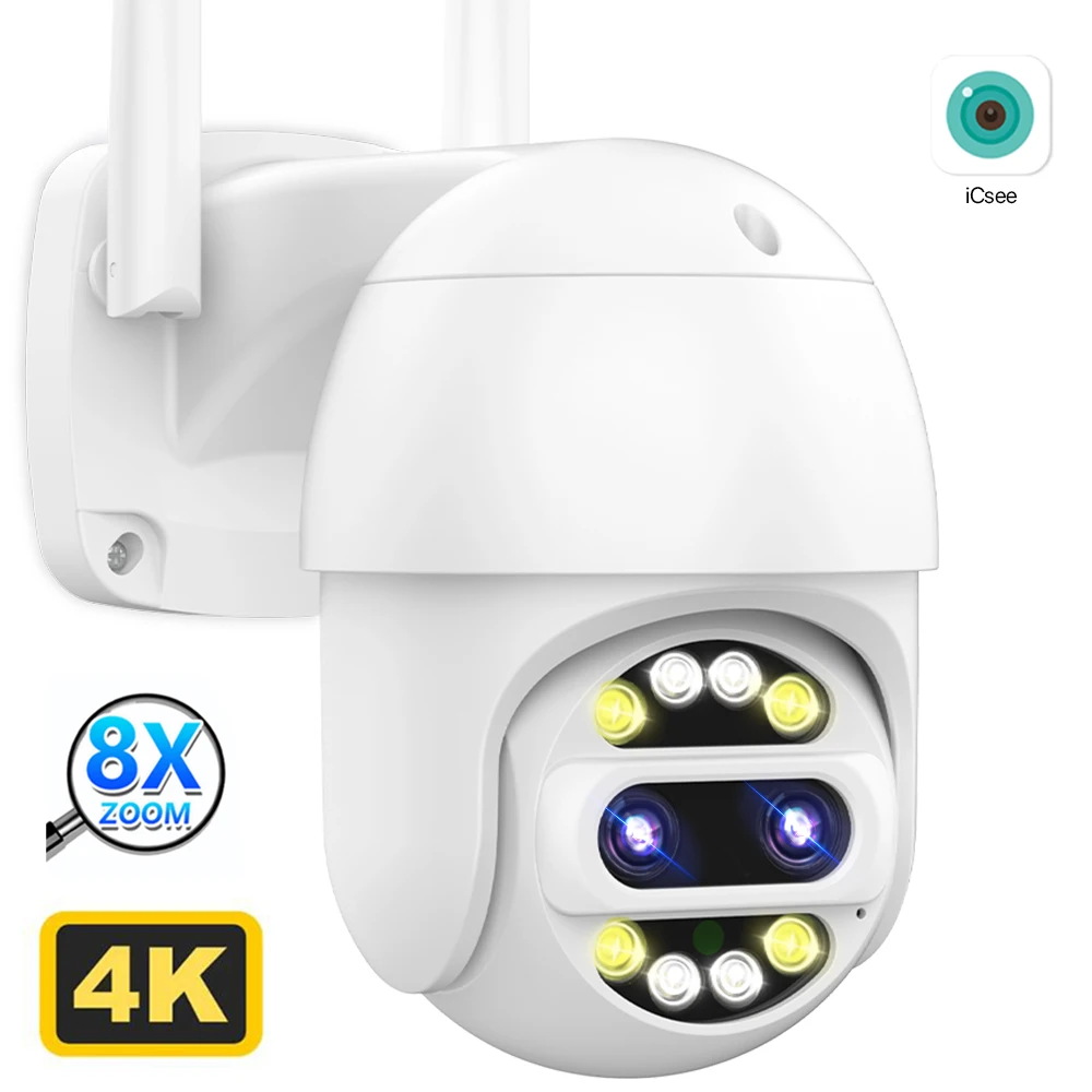 

New 8X Zoom PTZ IP Camera 4K 8MP HD Security WiFi Camera Color Night Outdoor Speed Dome Camera Dual Lens Surveillance CCTV