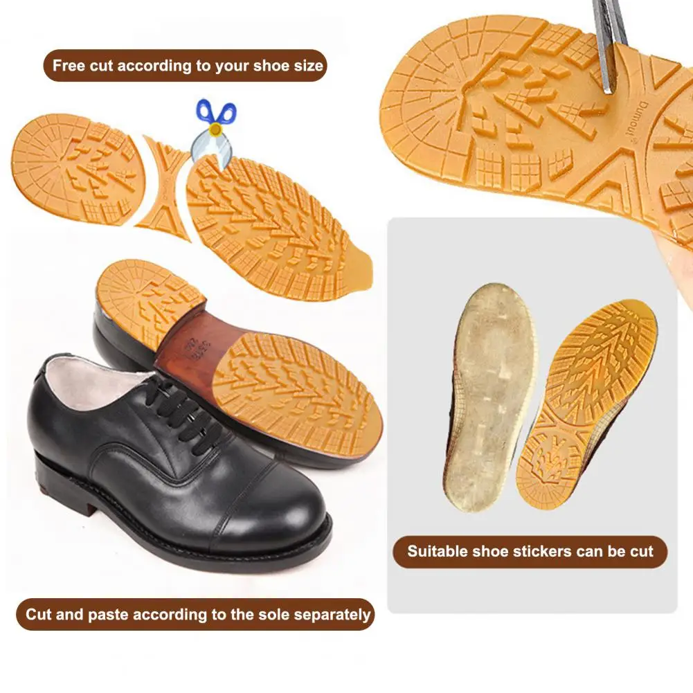1 Pair Shoe Soles Repair Replacement Wear Resistant Non-Slip Thick Cut Freely Simple Installation Rubber Shoe Out Soles