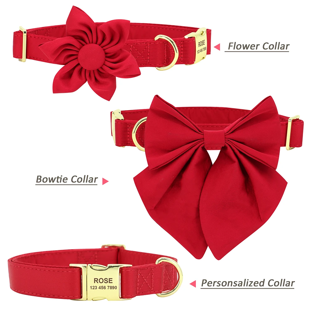 Dog Collar Pet Collar Personalized Silk Dog Collar Adjustable Durable with Bowtie Flower For Small Medium Large Dogs