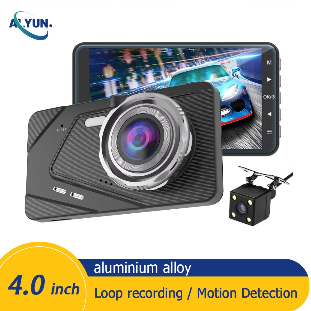 

Dual Lens Dash Cam 4''Touch Screen HD1080P Night Vision Front Rear View Loop Recording Dashboard Car DVR Motion Detection