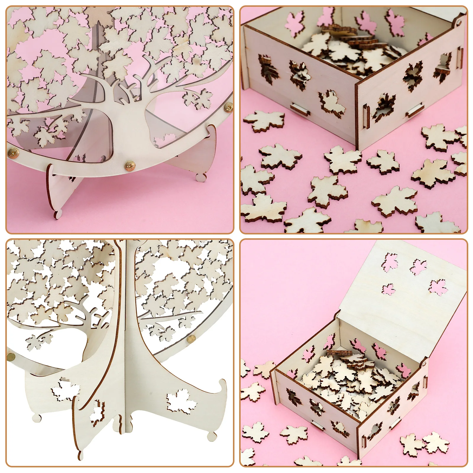 Wedding Guest Book Set with About 80 Sign Cards Storage Box Wooden Guest Book Drop Box Personalized Wedding Decor