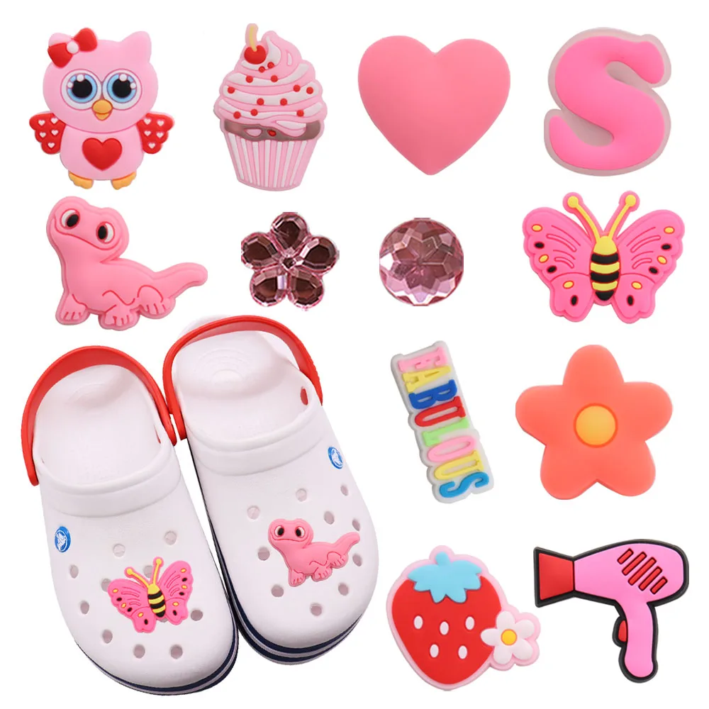 1Pcs PVC Shoe Charms Cute Pink Heart Rabbit Ball Accessories Shoe Buckle  Decorations Fit Bracelets Croc Jibz Children Gift - AliExpress