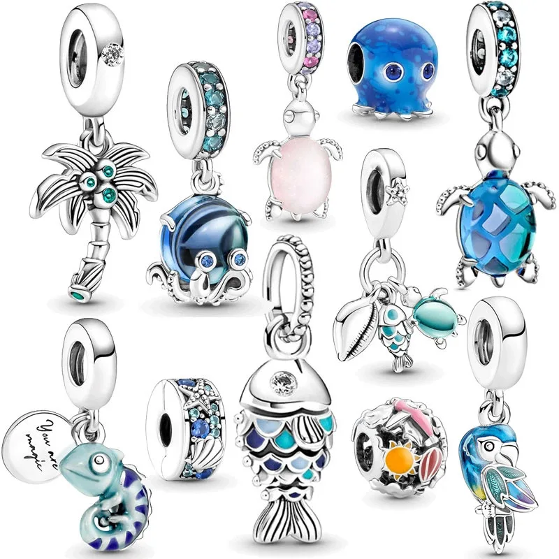 

New Fashion Charm Original Turtle Octopus Coconut Tree Beads Suitable For Original Women's Bracelet Jewelry Accessories