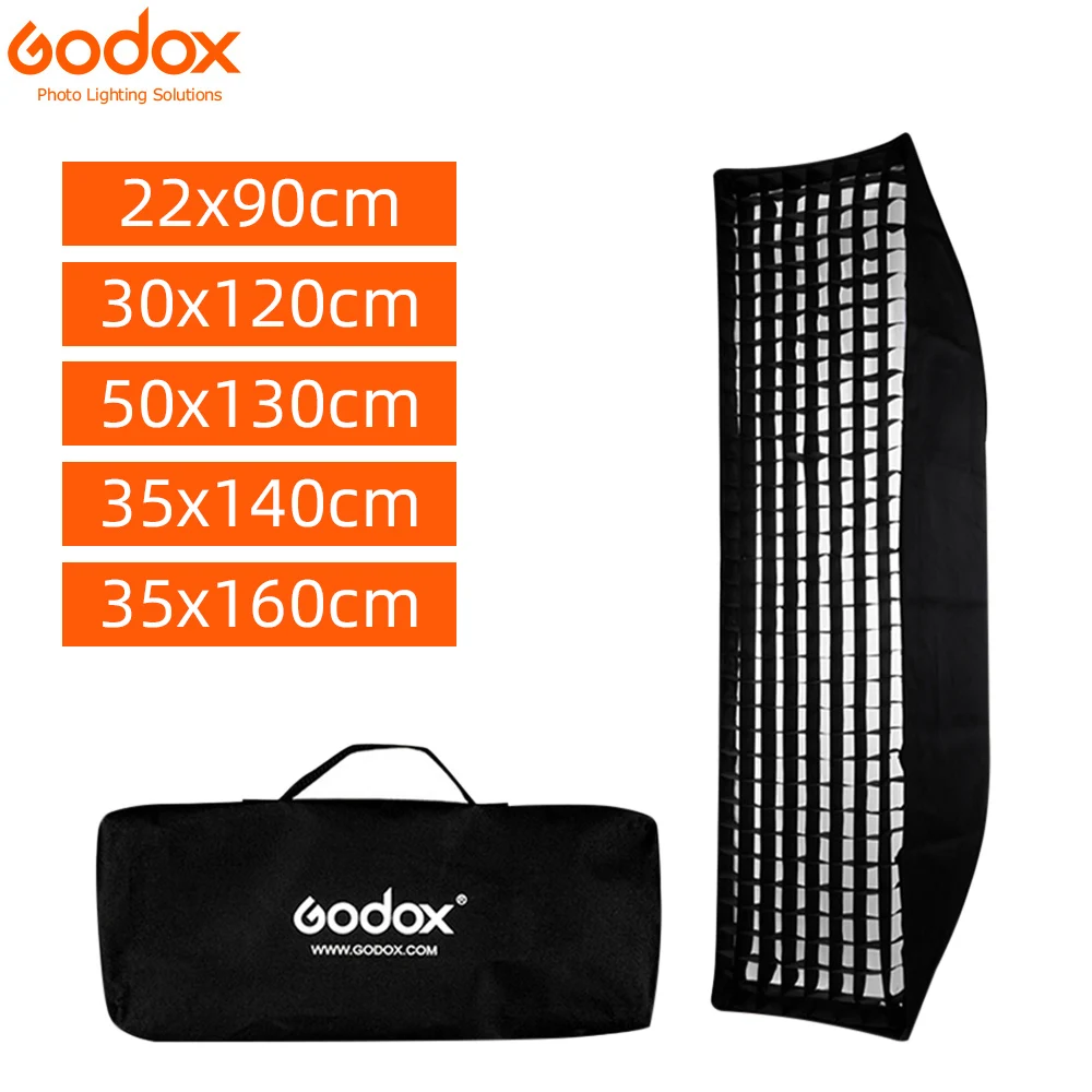

Софтбокс Godox 22x90 см, 30x120 см, 50x130 см, 35x140 см, 35x16 см, портативный сотовый модуль софтбокс с решеткой с креплением Bowens для студийной вспышки