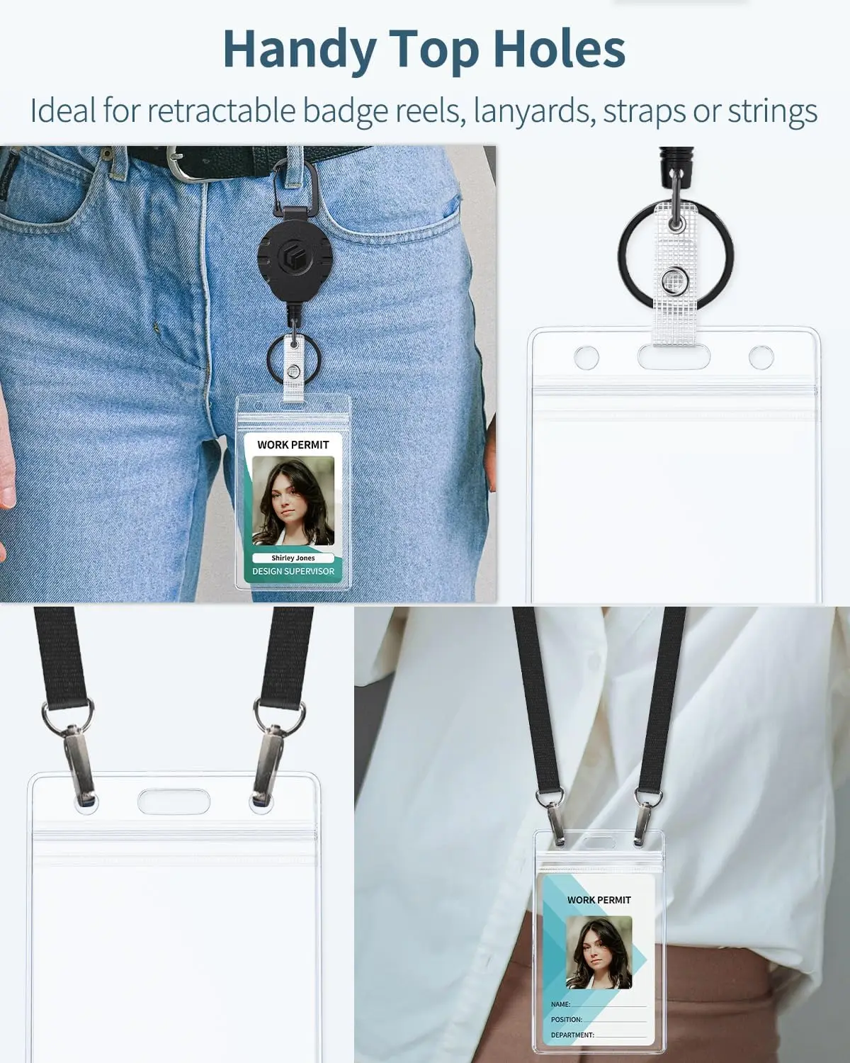 Clear Plastic Vertical Name Badge ID Card Holders 10 Pcs with Waterproof Resealable Zip Plastic Name Tag Holder card holder credit card holder id card holder id card case