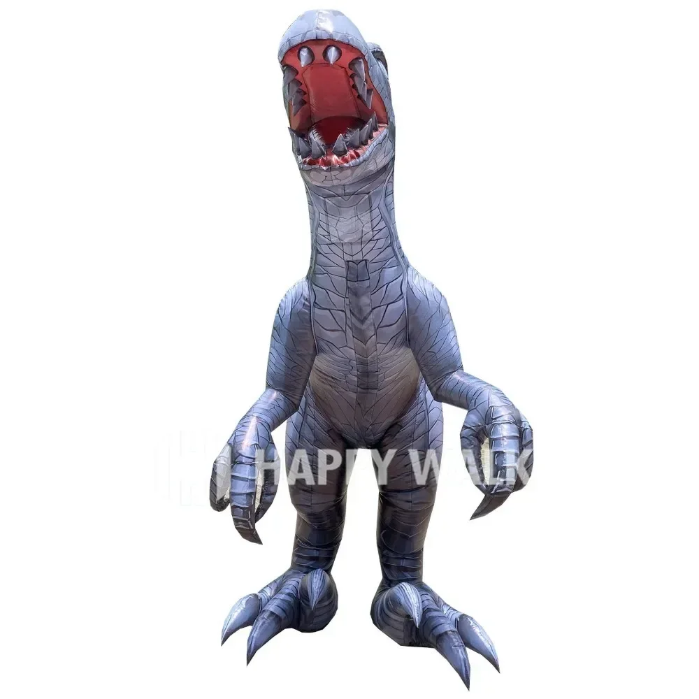 1.8m Inflatable Dinosaur Costume Realistic Raptor Dinosaur Costume Animal Cosplay for Halloween Party