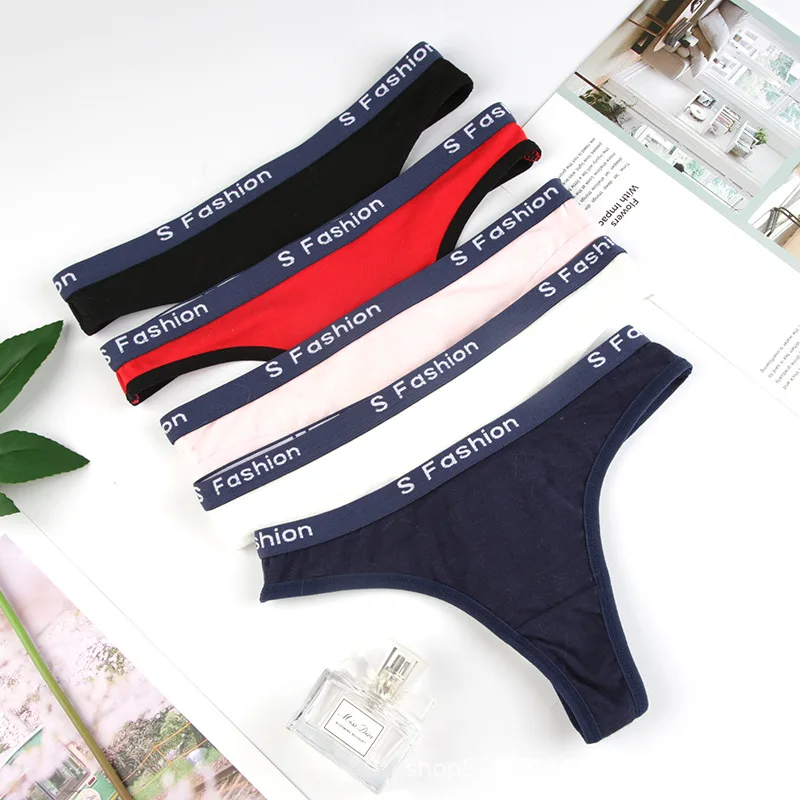 

Women Letter Thongs Ladies Cotton Panties Female Intimate Comfortable G-string Low-waist Underwear Femme Traceless Lingerie