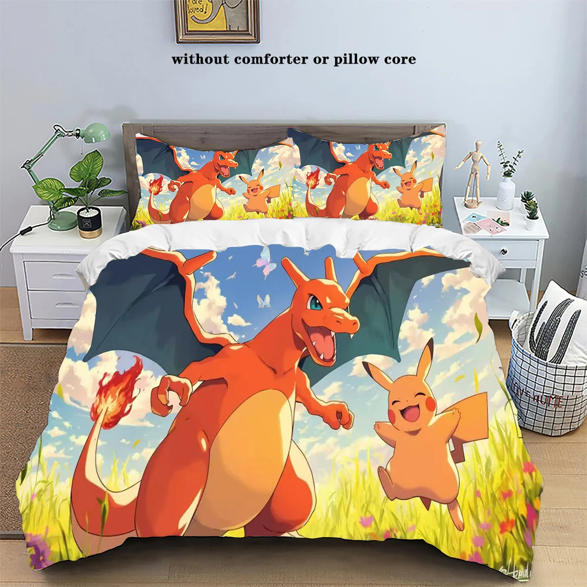 Cartoon Pokemons Anime Bedding Set Kawaii Pikachu Gengar Eevee