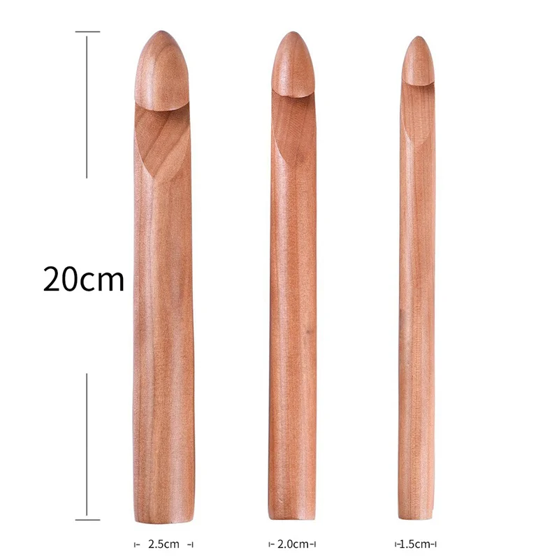 Wood Bamboo Large Crochet 15MM / 20MM / 25MM / 30MM Extra Huge DIY Handmade Tools for Chunky Yarn images - 6