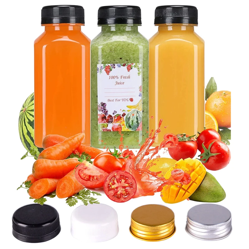 HINGWAH 12-Pack Glass Juice Bottles - 16oz Reusable Drink Containers With Lids For Smoothies, Milk & Homemade Beverages