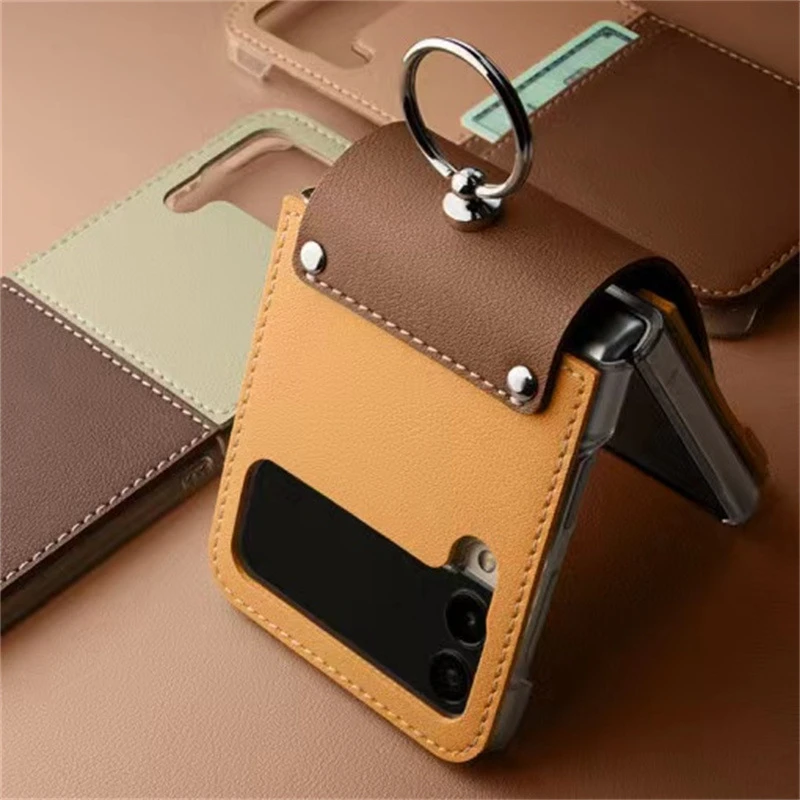 2022 Fashion Miss Ring case for Samsung Galaxy Z Flip 3 5G Fold business leather Cover Anti-knock PC Cases for Flip3 samsung z flip3 case Galaxy Z Flip3 5G