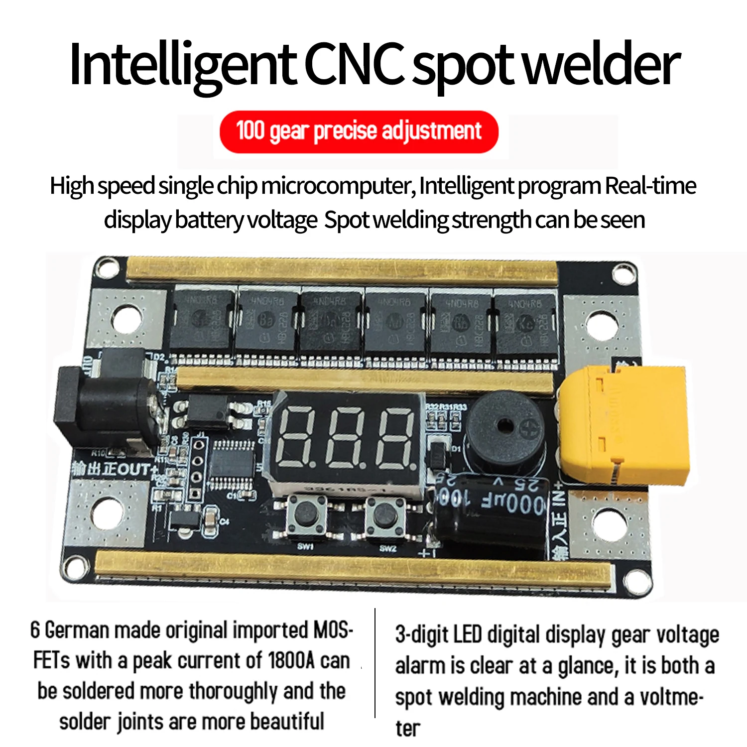 18650 리튬 배터리 용접 도구용 미니 핸드 헬드 스폿 용접기 PCB 회로 기판, 99 기어 스폿 용접기 제어 보드