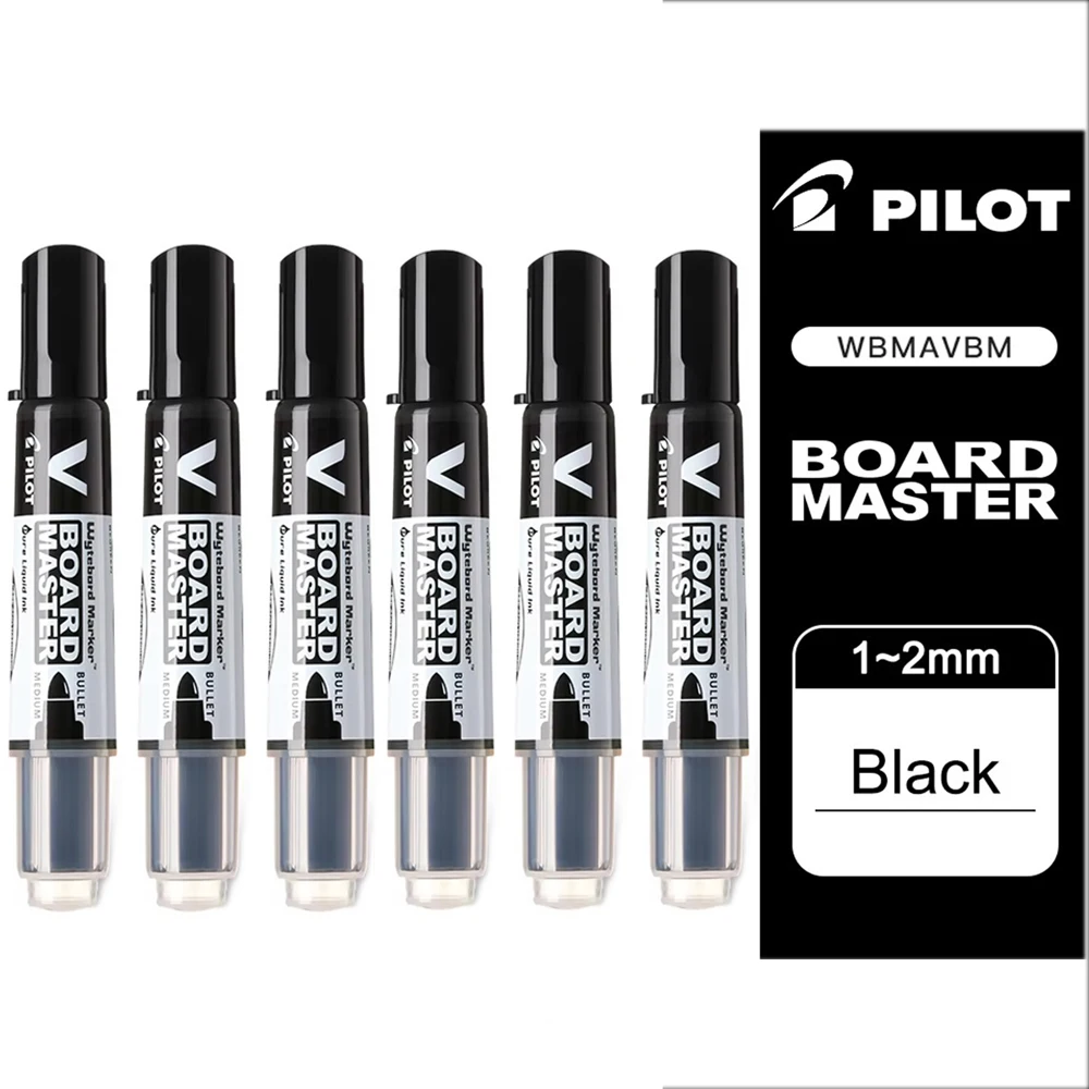 Eco-Friendly Refillable Whiteboard Markers - Pack of 6, Medium Bullet Tip