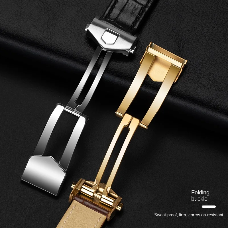 Premium Genuine Leather Blue Watch Strap, Exquisite Wristwatch Band in Multiple Sizes