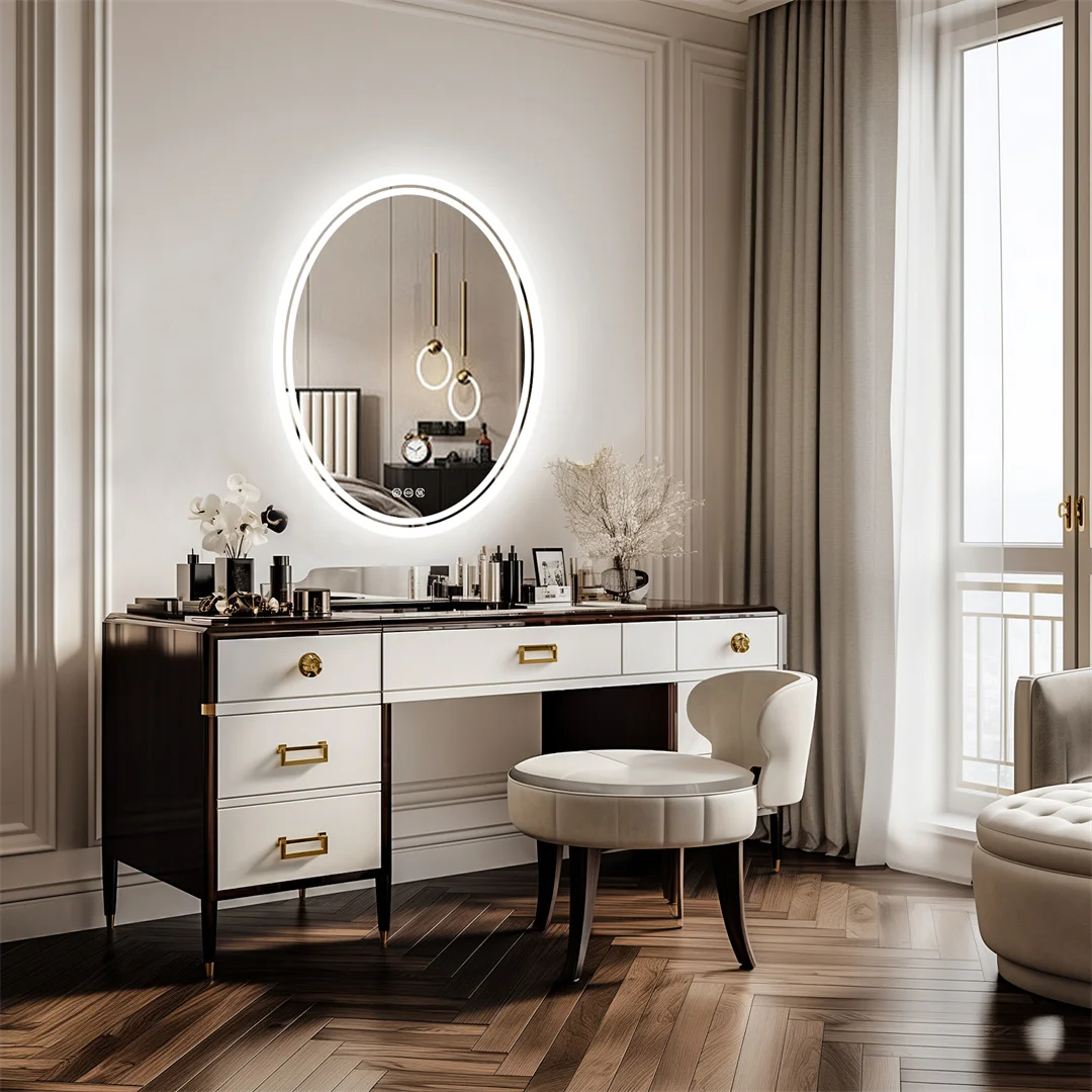 LUVODI 60x80cm Oval Bathroom Mirror LED Backlit Wall Vanity Mirror for Bathroom Bedroom Salon 3