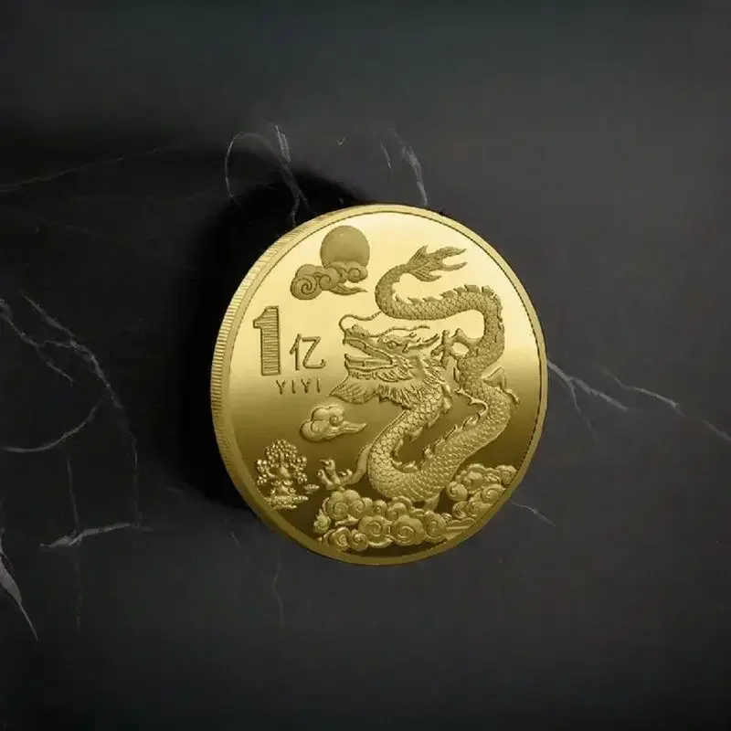 Chinese Coins Dragon Phoenix for Luck Commemorative Metal Craft Embossed Collectible Coins Home Decor Commemorative Coins