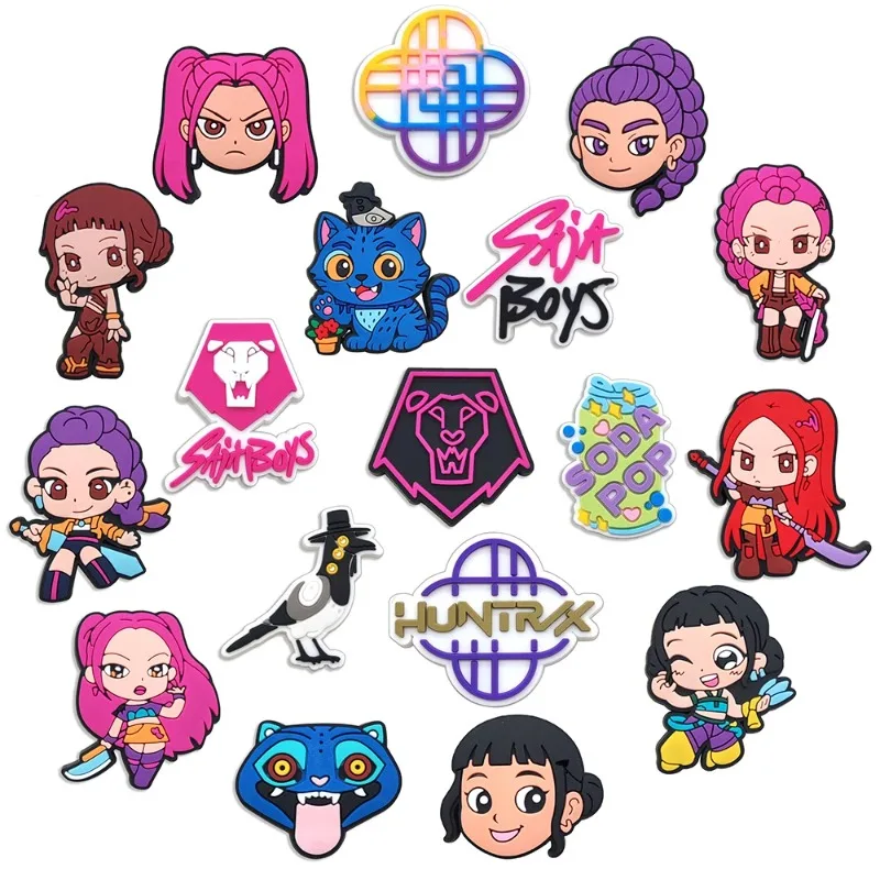 Popüler Çizgi Film K-POP Demon Hunters Klasik Terlik Süsleri Ayakkabı Süsleri Bileklik Parti Hediyesi Ayakkabı Aksesuarları