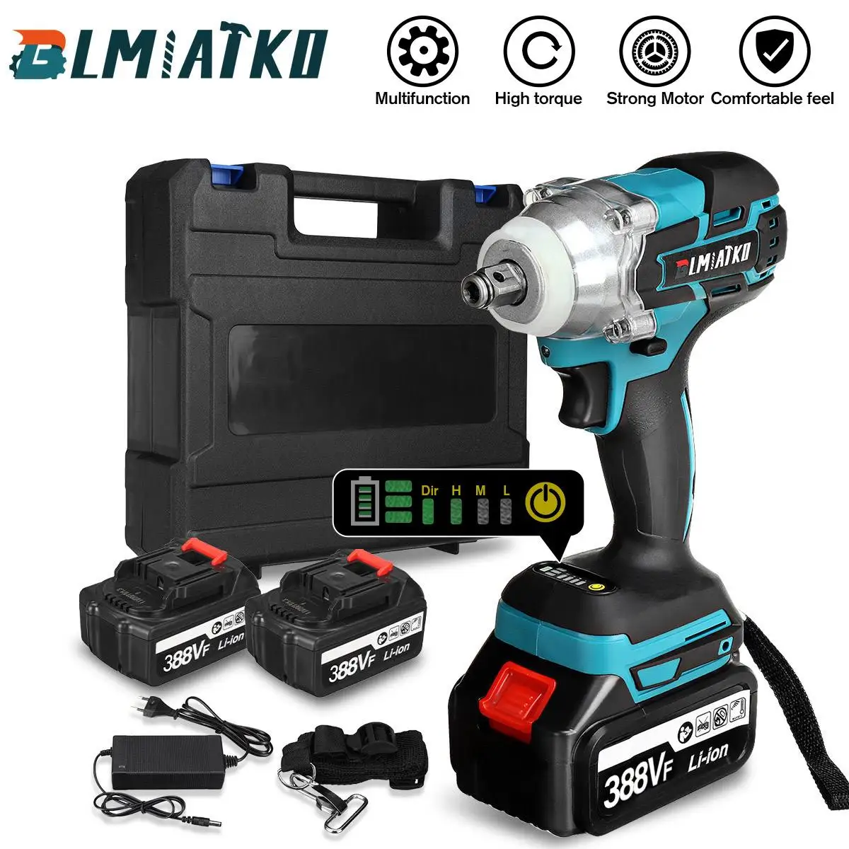 

520N.M Brushless Electric Impact Wrench Ratchet Cordless Electric Wrench 1/2 inch for 18V Battery Screwdriver Power Tools