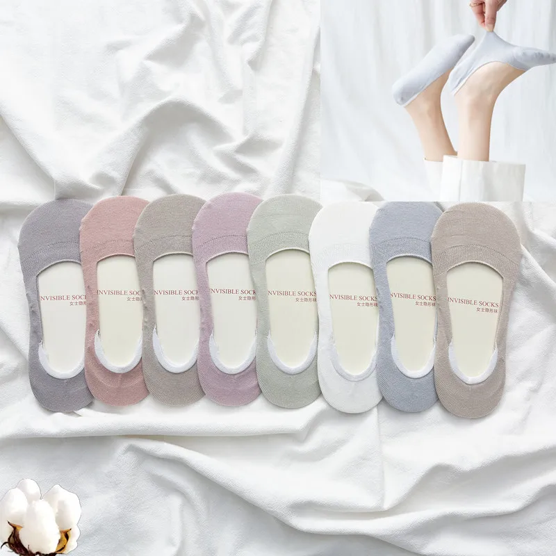 1 pairs/set of women's socks non slip invisible socks pure color cotton