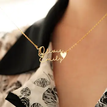 Custom Double Name Heart Name Necklace Women Girl Romantic Wedding Jewelry 1