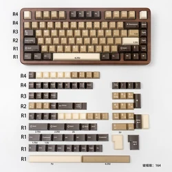 Latte Coffee Retro Brown Translucent Double Shot PBT Keycaps - Cherry Profile Keyboard Set (164 Keys) (Coffee keycaps)
