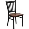 HERCULES Series Black Vertical Back Metal Restaurant Chair Cherry Wood Seat 2
