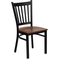HERCULES Series Black Vertical Back Metal Restaurant Chair Cherry Wood Seat 2