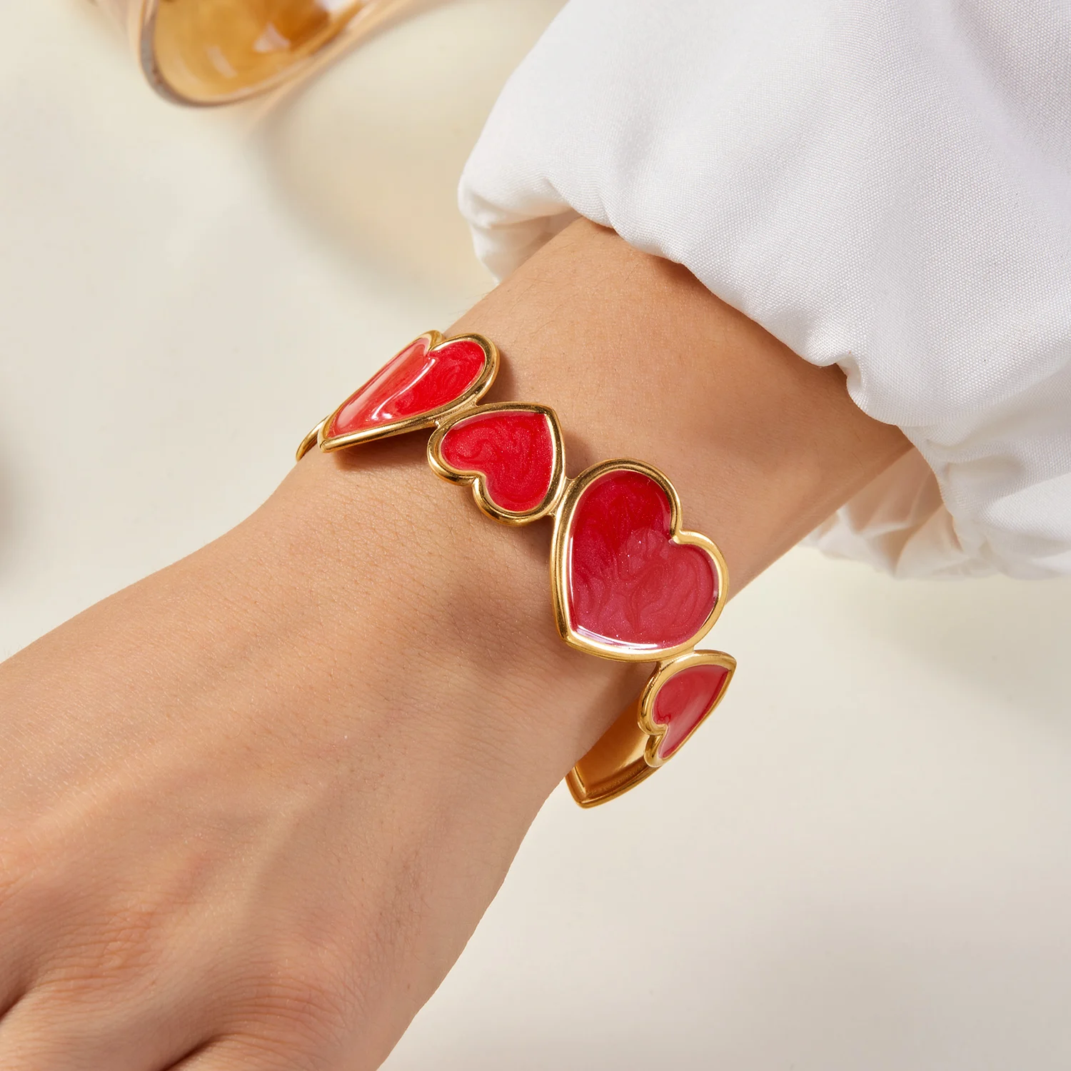 Zarte gepresste Blume Edelstahl Armband für Frauen Vintage Schleife Herz Muster Dot Armreif Freundschaft Schmuck Geschenke – Detail 9