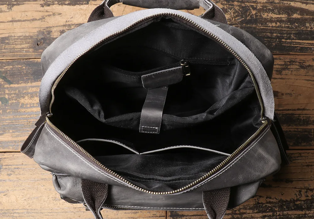 Vintage Men's Crazy Horse Leather Outdoor Travel Backpack Casual Laptop Bag
