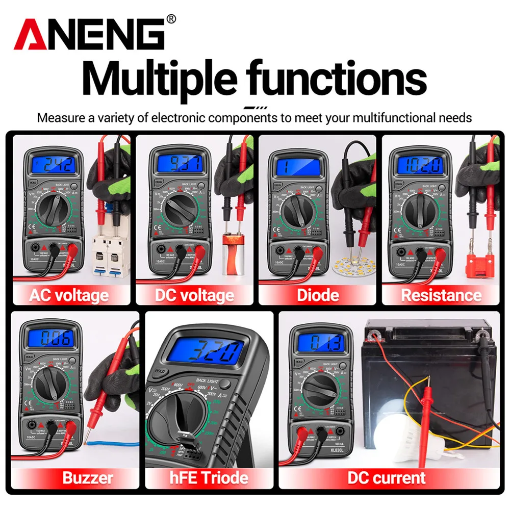 ANENG XL830L Multi-range Multimeter Digital 1999 Counts  AC/DC Voltage current Tester Resistance Buzzer Diode hFE Tester Tools 4