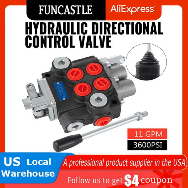 Hydraulic Directional Control Valve for Tractor Loader w/ Joystick, 2  Spool, 21 GPM