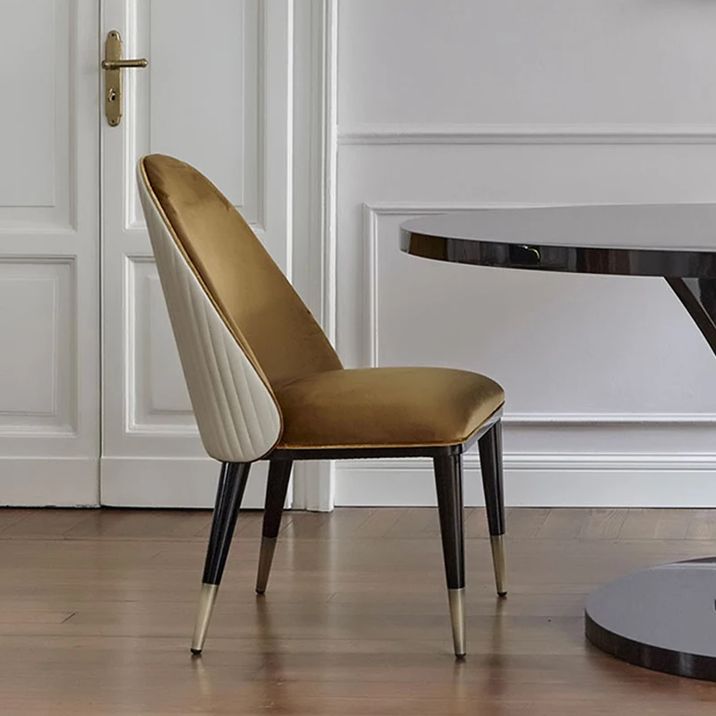 Nordic Leather Dining Chairs Metal Black Metal Legs Dining Chairs Comfortable Soft Minimalist