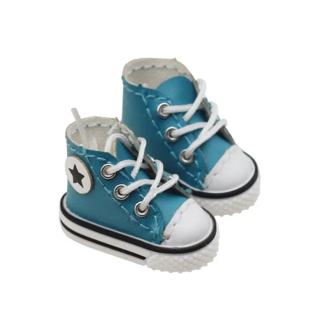 1 Pair Leather Leather Doll Shoes Star Shoelace Doll Canvas Shoes Casual High Heel Dolls Shoes High-top Canvas Obitsu 11