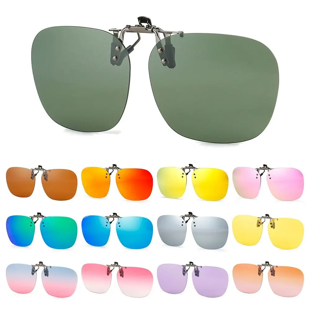 

Metal Clip Clip-On Polarized Sunglasses Rimless Convenient Polygonal Shades UV400 Flip-up Sun Glasses for Prescription Glasses