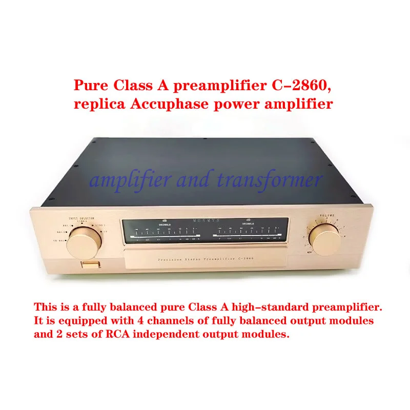 

Fully balanced pure Class A preamplifier C-2860, replica Accuphase power amplifier, distortion: 0.003%