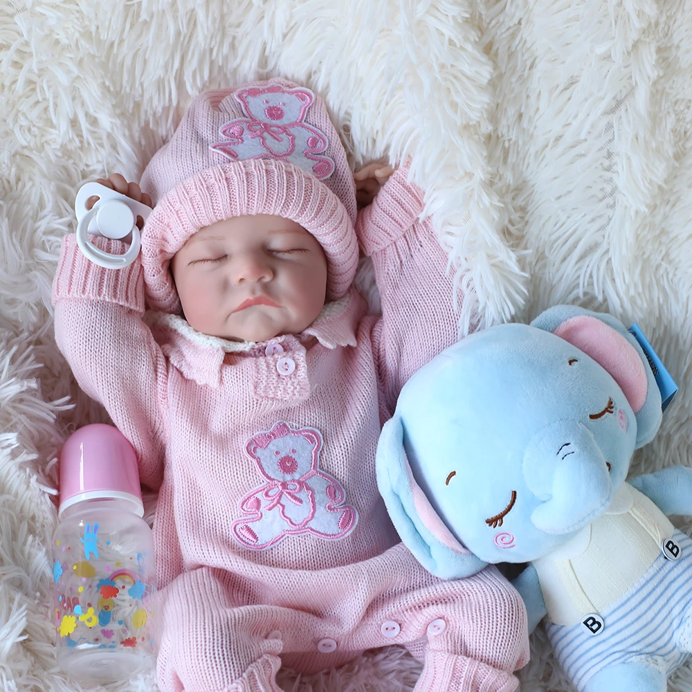 

CUAIBB 17Inch 43CM Reborn Baby Doll Full Silicone Vinyl Body Painted Finished Newborn Toddler Toy Realistic Babe For Gift