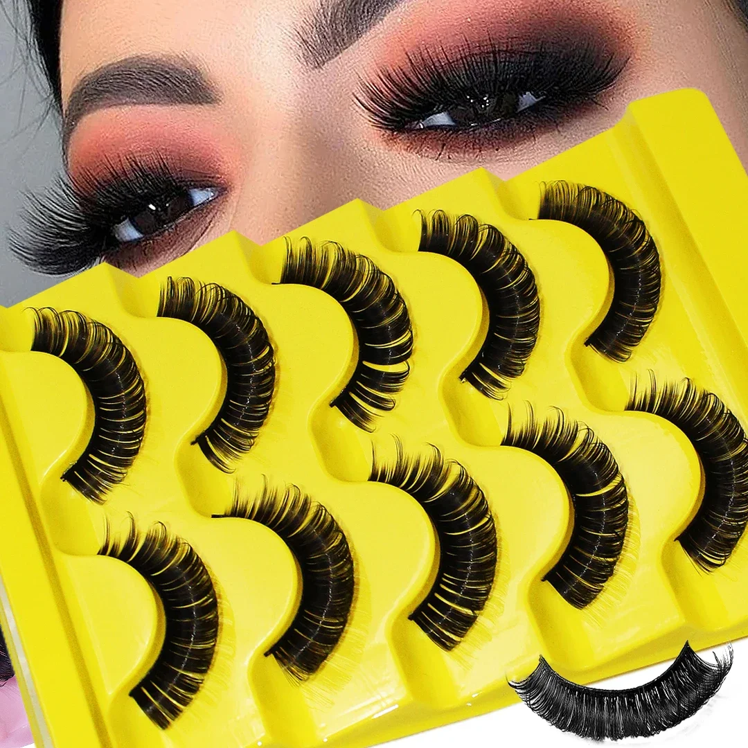 

5 Pairs Lashes DD Russian False Eyelashes Faux Mink Eyelashes Reusable 3D Fluffy False Lashes Eyelash Extension