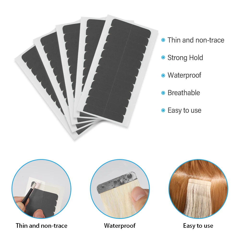 60 Tabs Double Sided Replacement Tapes Hair Extension Tool Adhesive Tape for Tape in Hair Extensions Hair Beauty Salon Supplies