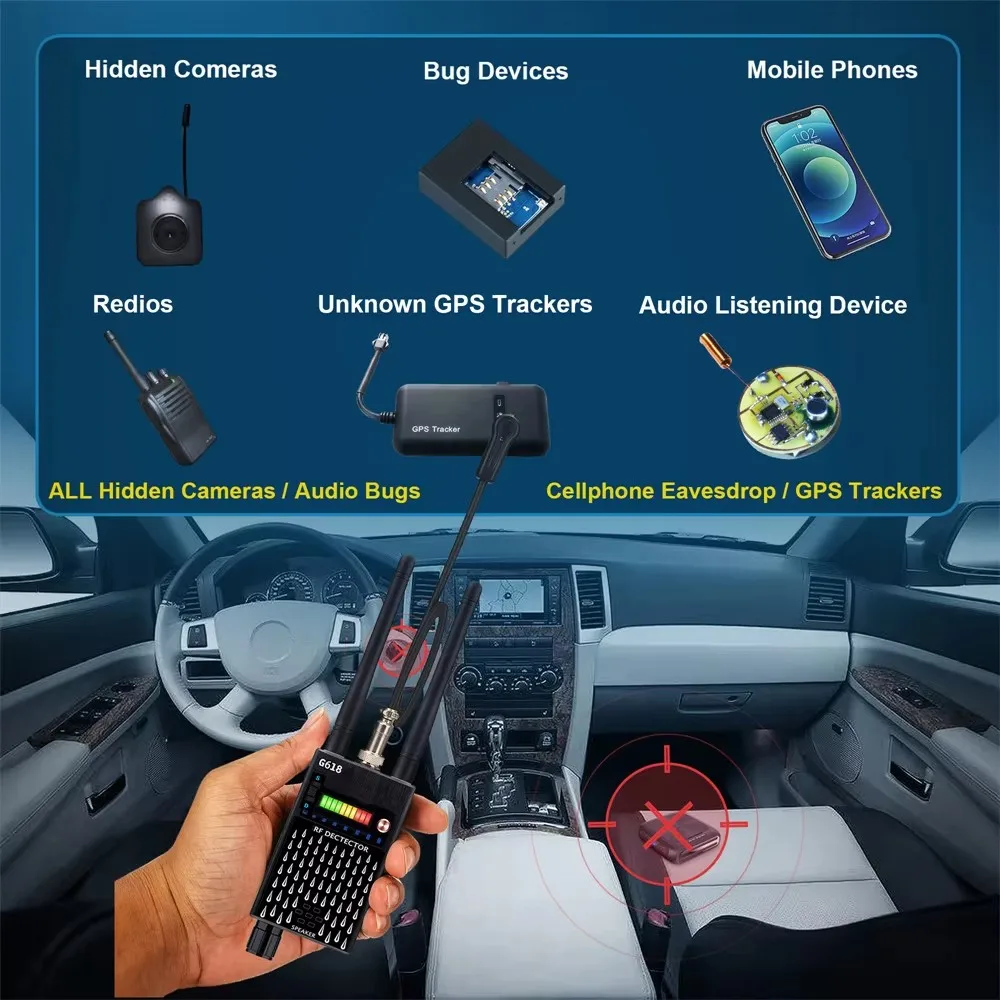 Signal Detector Wireless Rf Detector Professional Multi Function Jammer Signal Blocker Anti-spy Wifi Camera GMS GPS Signal Tracker Bug Detection