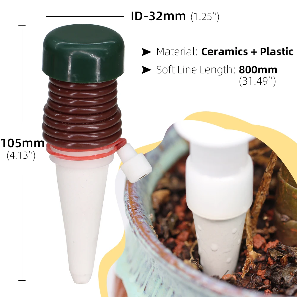 Drip Irrigation Watering Device System 1-24PCS Flower Waterer Tool for Indoor Plant Pot Home Garden Ceramic Drop Kit Spike Stake Plants Irrigation Kits Plant Waterer Drip Irrigation Spike Drip Irrigation Drip Irrigation Stakes